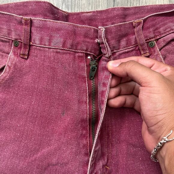 Vintage Mickey Unlimited Maroon Jean Shorts Cowboy Goofy Size 32 - Picture 3 of 7